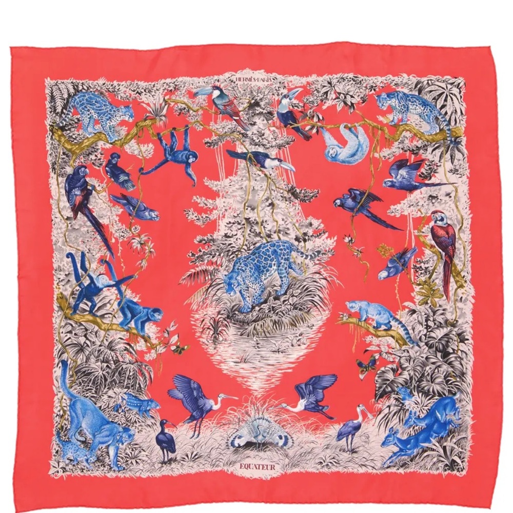 Authentic Hermes Carre Wash Equateur Silk Scarf 35”